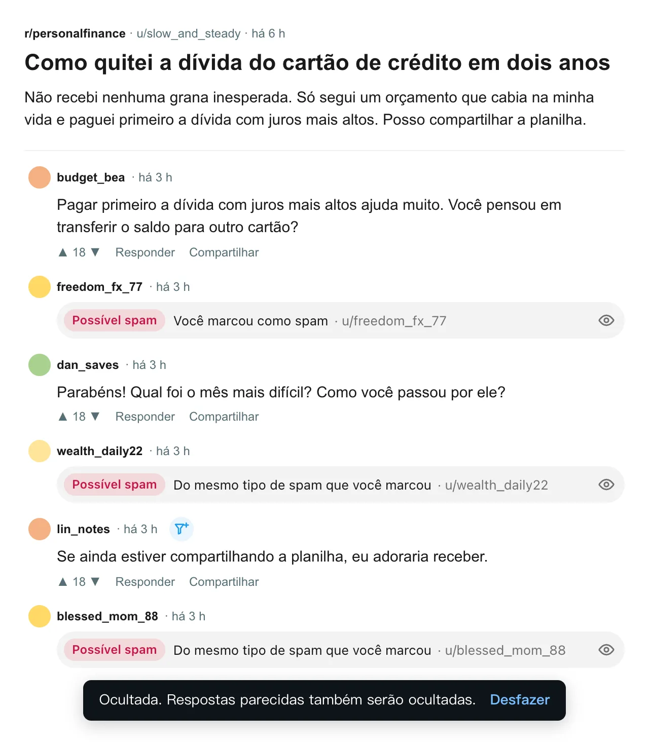 reddit.com · Depois da sua marcação